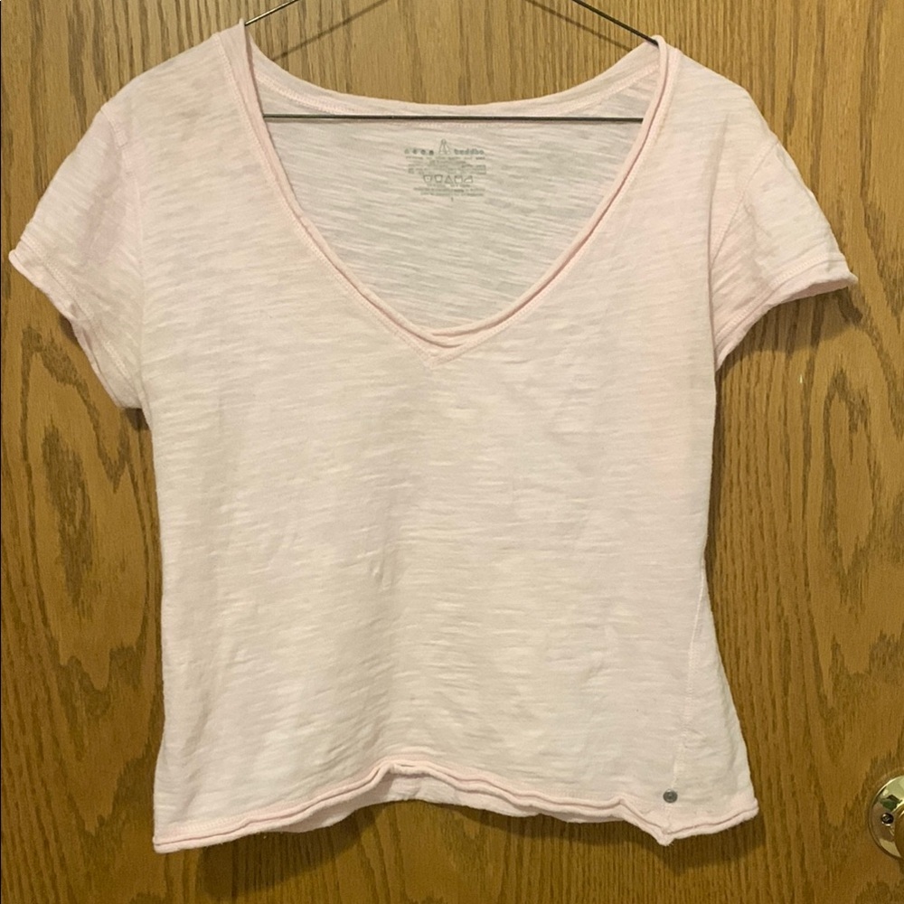 Neon Buddha Pink V-Neck Short Sleeve Crop T-Shirt